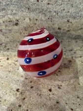 Glass Eye Studio Art Glass Ball Ornament Ltd Edition Patriotic Series Old Glory