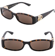 GUCCI GG1661S Brown Narrow Slim 1661 GG Logo Fashion Sunglasses 002 Authentic