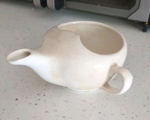 Antique White Sick Room Nursing, INVALID FEEDER, Pap Boat, Short Spout Very Aged