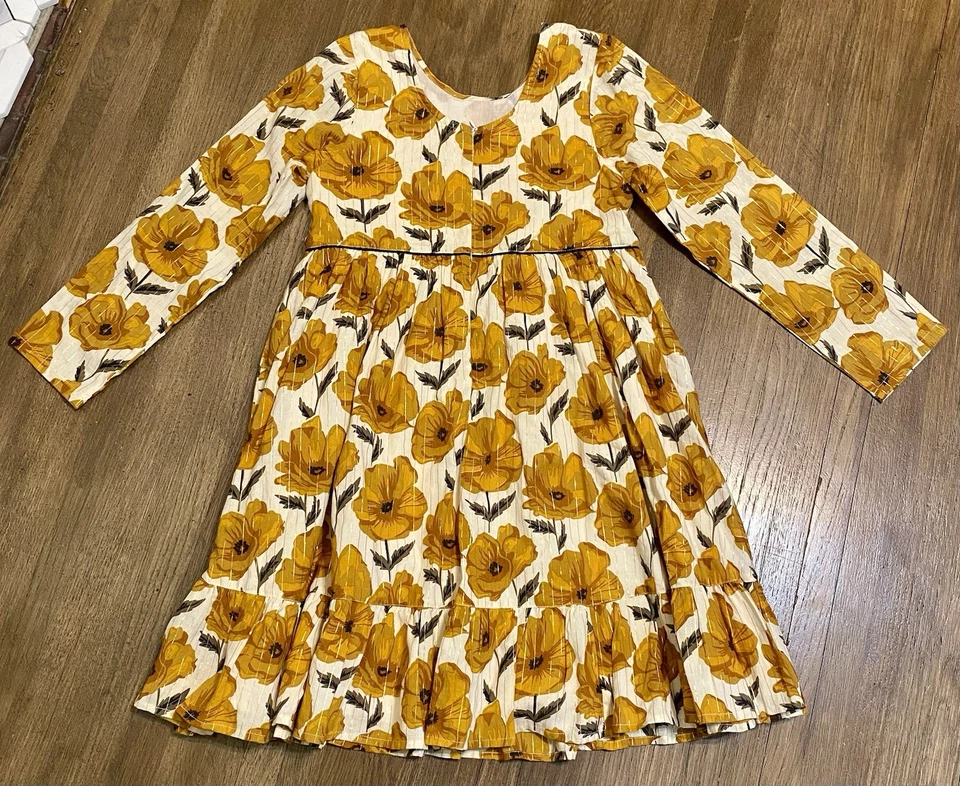 Girls Pink Chicken Coralee Antique White Gold Poppy Floral Dress Size 12 Y 12Y - Image 2 of 4