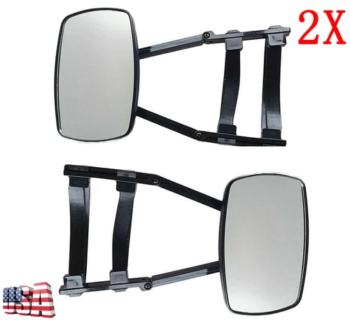 2X Universal Car Trailer Safe Hauling Adjustable Extension Towing Mirror Clip On