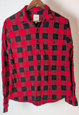 True Craft Hemd Herren Medium rot schwarz Büffel kariert Karo Flanell