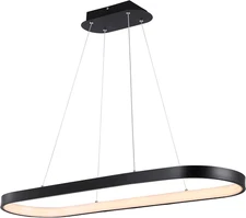 JYL7120A 38.75" Modern Linear LED Pendant Light, Black Minimalist Oval Island Ch