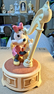Vintage Disney Minnie Mouse Music Box “When You Wish Upon A Star” Playing A Harp