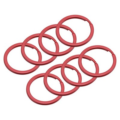 Split Keychain Rings, 30mm/1.2inch Round Flat Key Holder, Red, 8Pcs