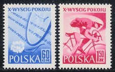 Pologne 1957 MNH Mi 1015-1016 Sc 777-778 Peace Bicycle Race, Varsovie-Berlin-...