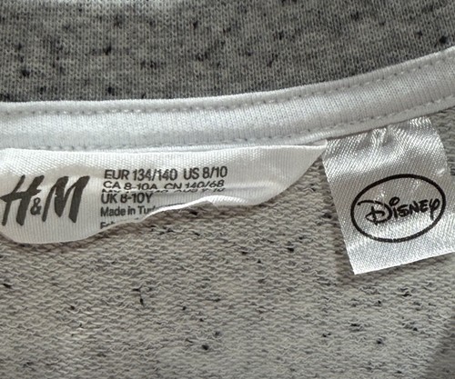 H & M Disney Angry Mickey Girls Sweatshirt Grey Size 8/10 - Picture 4 of 5