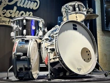 Beatello Club-420 4-Drum Kit Compact Versatile Silver Bass Tom Snare Drums Metal