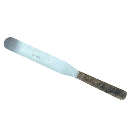 Vintage Clyde 1960s Carbon Steel Blade Spatula Icing Spreader Knife Wood Handle