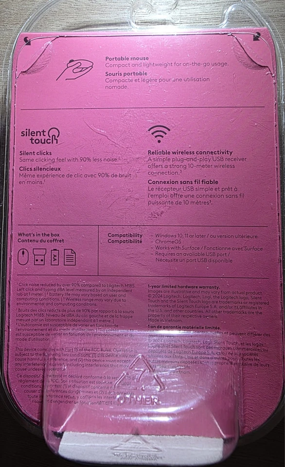 New Logitech M340 Wireless Mouse White Floral Bouquet Design Collection Silent - Image 2 of 3