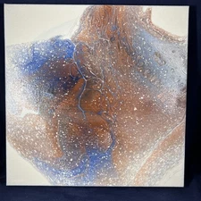 The Cliffs 10 x 10 Acrylic Pour Painting by Kat Sanders Painting Abstract Fluid