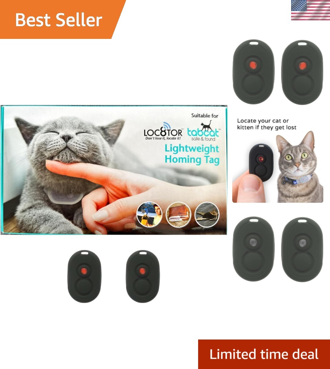 Tabcat V2 Cat & Kitten Tracker - No Subscription | 2 Lightweight Homing Tags
