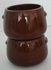 Vintage Set Of 2 West Bend Individual Brown Ceramic Bean Pots/Soup Bowls