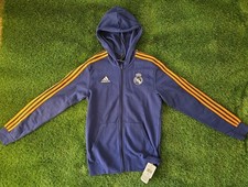 NWT Adidas Real Madrid Zip Up Hoodie Men's S GR4241 Blue/Gold