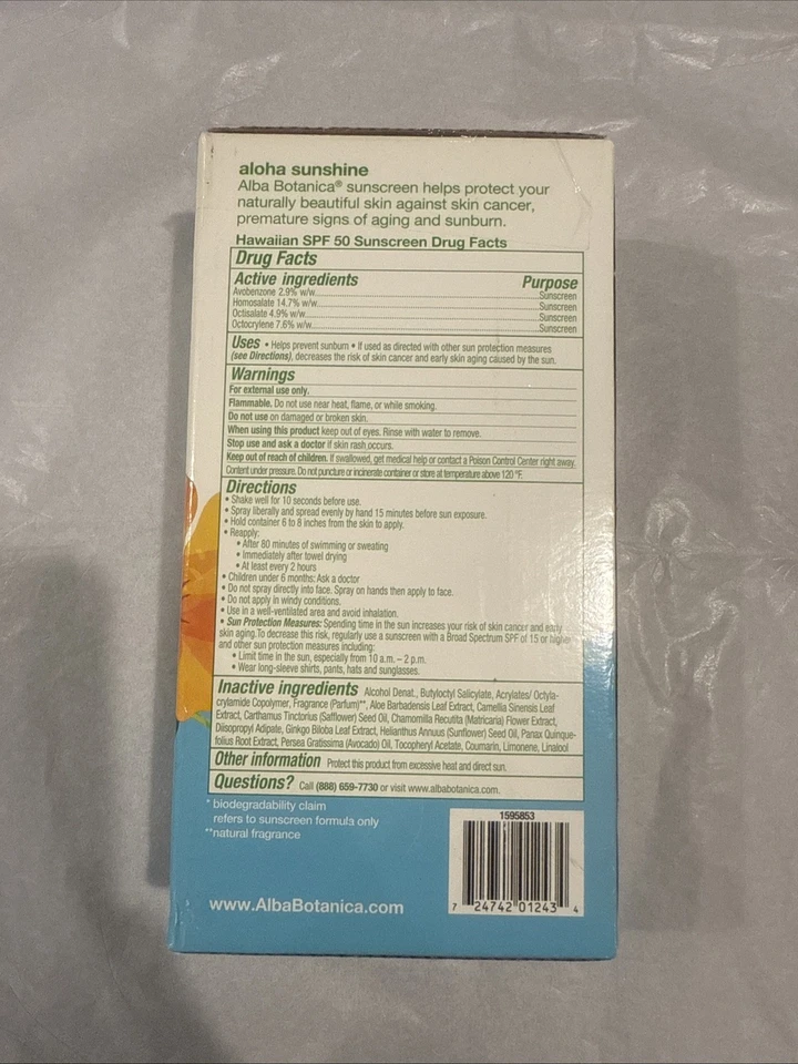 Alba Botanica Water Resistant Sunscreen, Hawaiian Coconut, SPF 50, 8oz, (2)Pack - Image 2 of 3