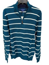 Club Room, Men's, Quarter Zip, Sweater, Teal Stripe