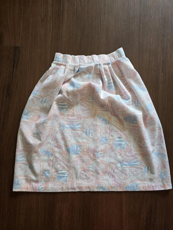 Falda vintage años 80/80 formas geométricas blanca pastel. De colección Mujer Pequeño Mediano Foto 3 de 4