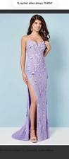 Rachel Allan Purple Floral Embellished Formal Gown Dress 70450 Elegant Evening