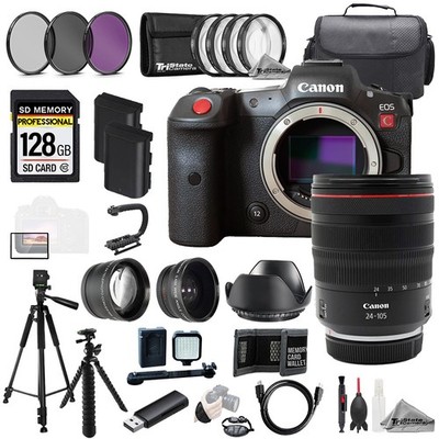 Canon EOS R5 C Camera +24-105mm f/4L IS USM Lens+128GB+ExtBat+9PC Flter MEGA Kit