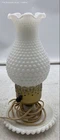 Vintage Milk Glass Hobnail Collectible Table Lamp With Chimney Shade