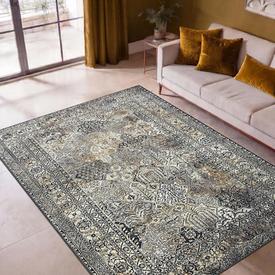 Machine Washable 5x7 Vintage Area Rug with Non-Slip Backing - Easy Clean
