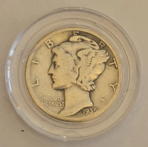 1935 Mercury Silver Dime - AU 90% Silver Very Nice