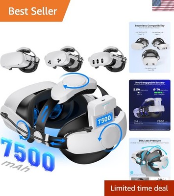 for Meta Quest 3S/3/2 Head Strap with 7500mAh Hot-Swap Bateries for 3-4H Play...