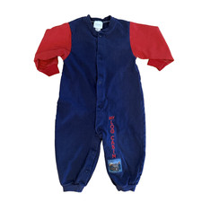 Vintage Carter's Infant Sleeper Romper 18-24M My Log Cabin Red Blue Snap Pajamas