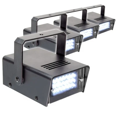 4x Beamz Strobe Light with 24 LEDs, Adjustable Flash Spot DJ Disco Lighting - Image 1 of 2