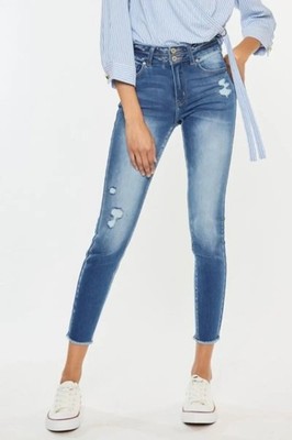 T-Shirts Trendsi Kancan Distressed Jeans Women's High Waist Denim - Raw Hem, USA