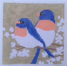Blue Birds - Hand Painted Needlepoint Canvas