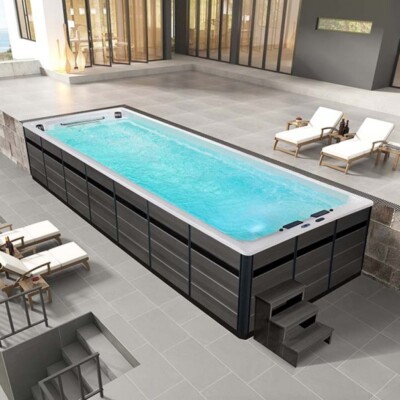 Outdoor-Whirlpool 800x300 cm grau weiß Schwimspas Swim-SPA