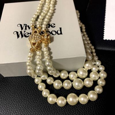 Vivienne Westwood Necklace GRAZIELLA 3-strand pearl gold IN BOX