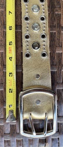 Authentic JOED Leather Gold, Silver Studs, & Crystals Show Stopping Sz 30-32 Sm - Picture 6 of 8