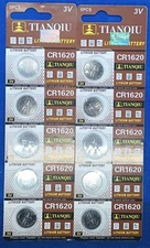 10 pieces CR1620 3 Volt lithium batteries by Tianqiu Exp. Date 2027