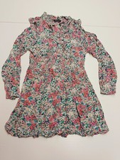 Marks Spencer Mini Shift Dress Women UK 12 Pink Floral Print Long Sleeve