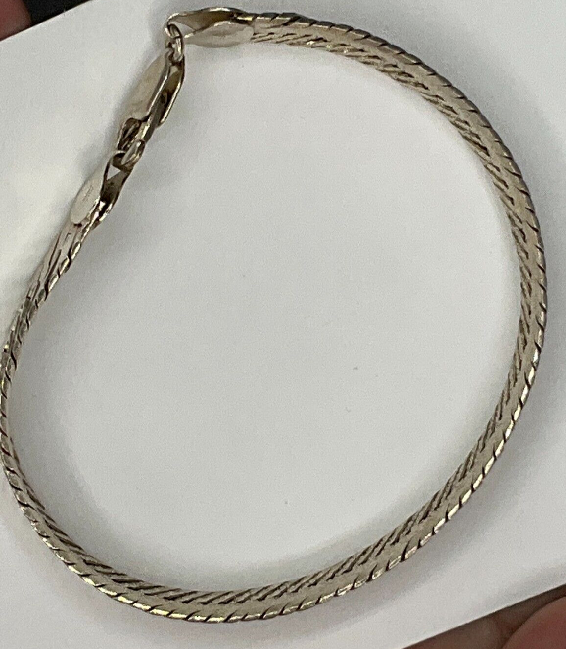 Solid Sterling Silver Herringbone Chain Bracelet … - image 3