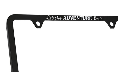 Jeep Let the Adventure Begin wordmark Black Plastic License Frame Holder - Picture 4 of 5