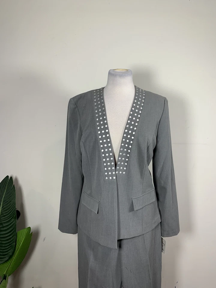 Conjunto de traje Danny And Nicole para mujer color gris, talla 12 Foto 3 de 4