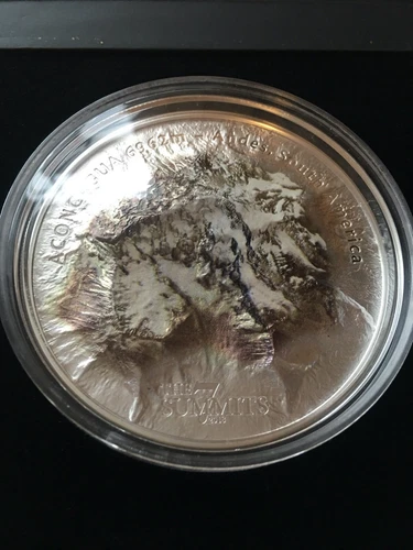 2018  Cook Islands, Everest 7 Summits  5 Oz  .999 Ag Silver, Aconeagua