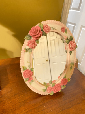 Montefiore Collection Womens Decorative Bedroom Dressing Table Oval Mirror Pink 