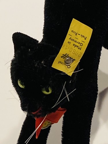 Steiff Black Cat VTG 1950s Germany All Tags 2860.14 Halloween Tomcat Original C9 - Picture 3 of 10