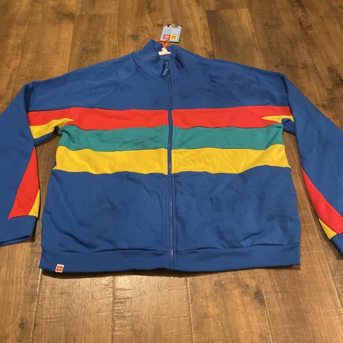 LEGO Target Trainingsjacke blau Herren Color Block Streifen Reißverschluss Größe XL NEU