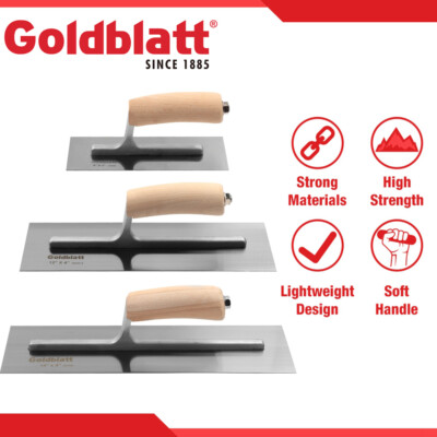 Goldblatt 3-Pieces Drywall Trowel Masonry Trowel Sets 14''x4'' 12''x 4'' 8''x 3''