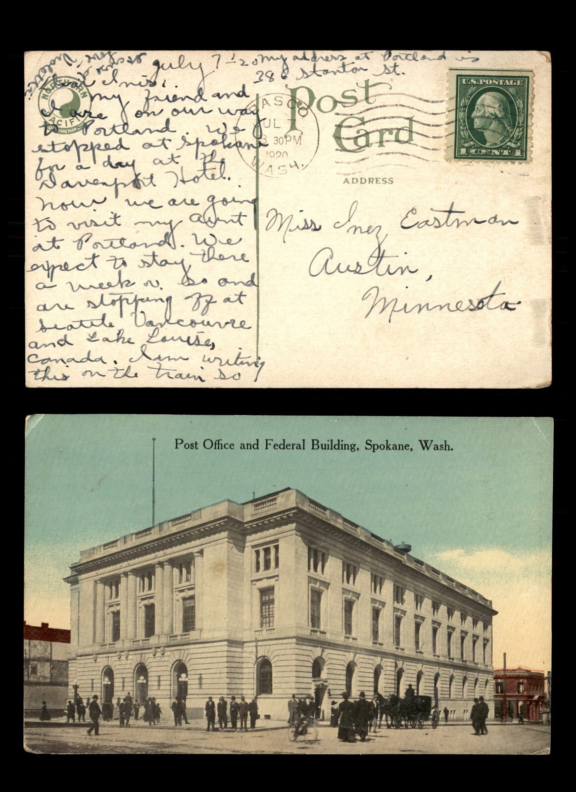 Mayfairstamps US 1920 Pasco to Austin MN Post Office Postcard aah_32033 eBay