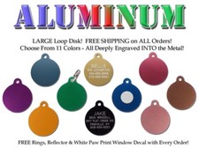 Large Round Disk Pet Dog ID Tags-Custom Engraved Identification Name Tag 11 Colr