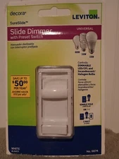 Leviton R62-6674-P0W 120V White Decora SureSlide 1-Pole OR 3-Way Dimmer