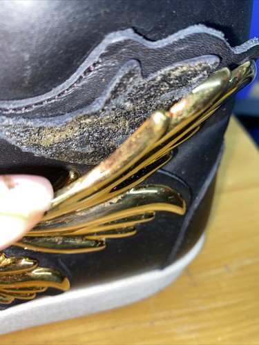 Giuseppe Zanotti Triple Wing High-top Sneaker, Black with Gold Wings 43 1/2 - Picture 7 of 12