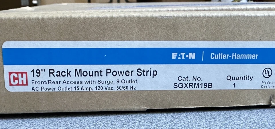 NEW EATON SGXRM19B Rackmount Surge Protector Power Strip 9 Outlet 15 Amp 120V - Image 4 of 4