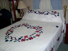 Oversize Queen Amish Hand Appliqued Quilt TOP 97 wide x 112 long 'small spots'